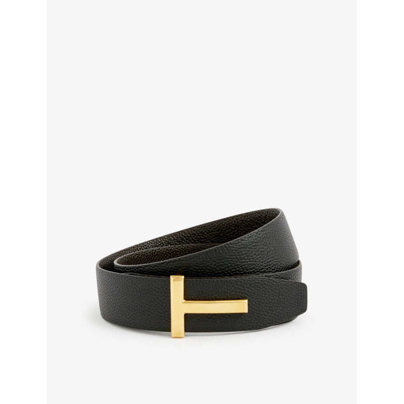 Reversible T logo grained-leather belt - 28