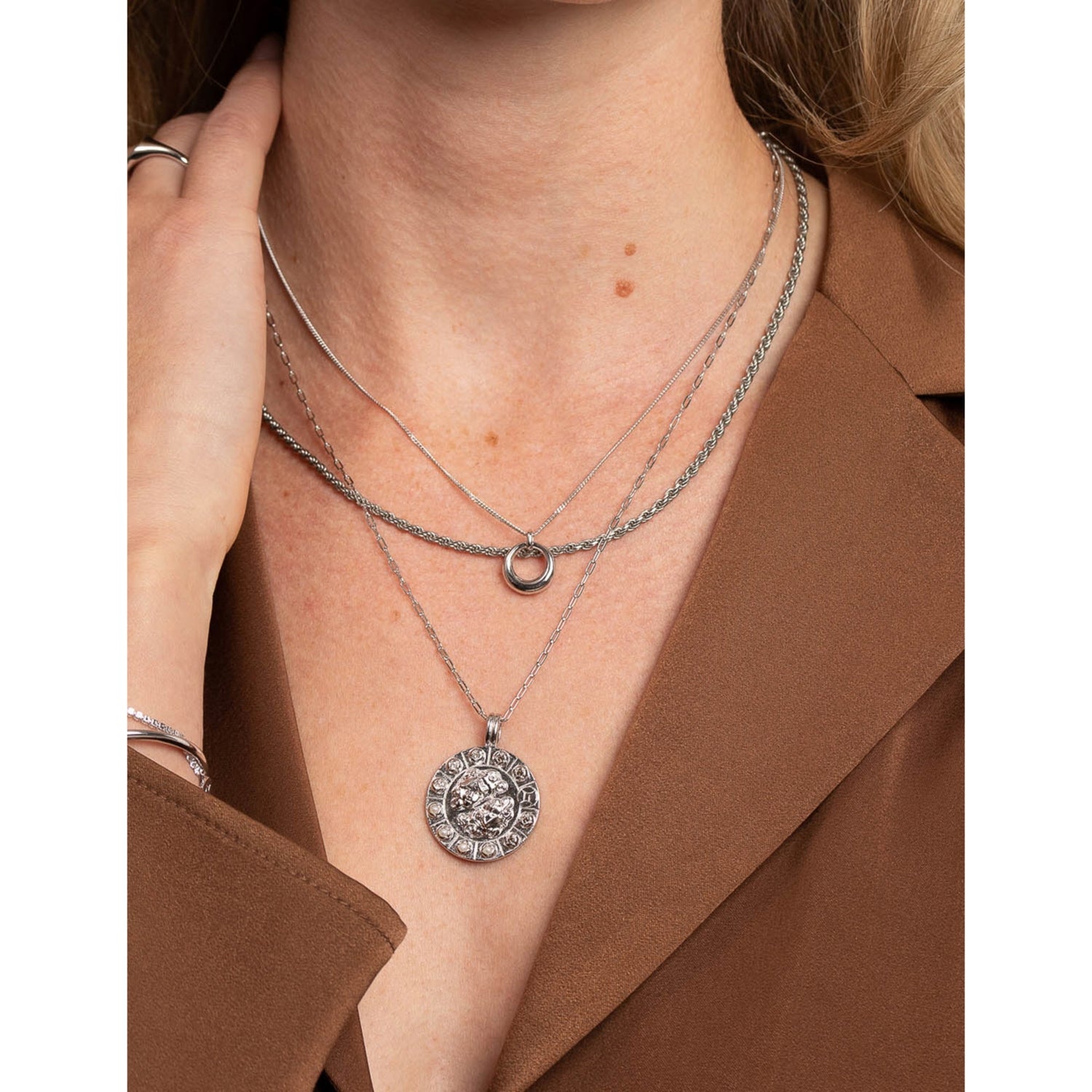 Astrid & Miyu Gemini zodiac necklace with cubic zirconia stones, imported from the UK