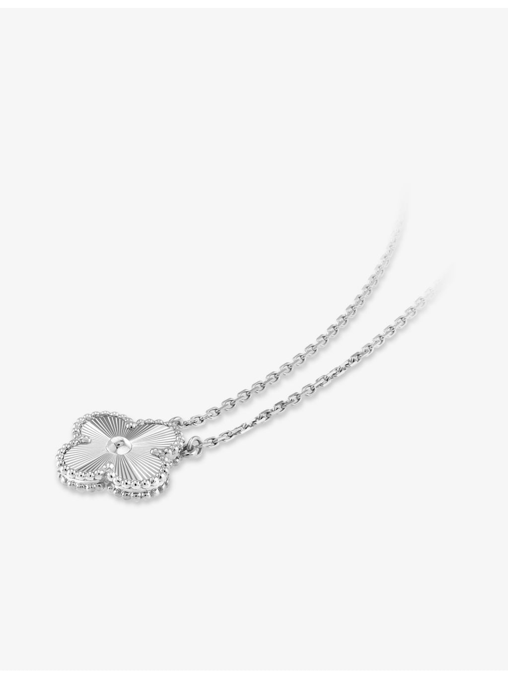 Van Cleef & Arpels Alhambra guilloché pendant 18ct white gold, UK version