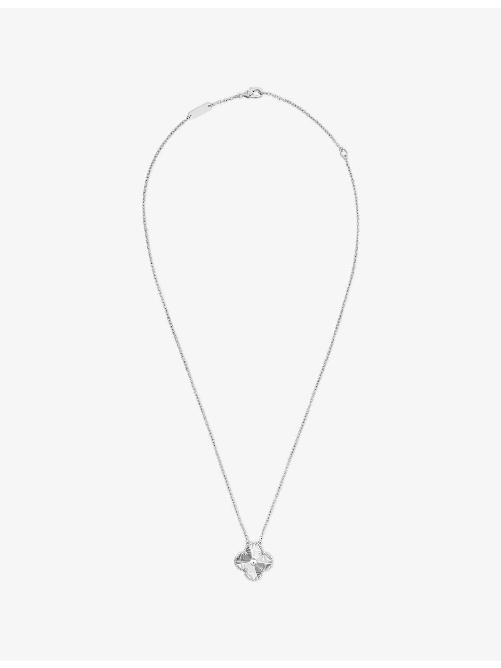 Van Cleef & Arpels Alhambra guilloché pendant 18ct white gold, UK version