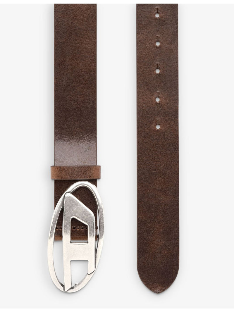 Diesel unisex leather belt with D logo buckle (British brand)
