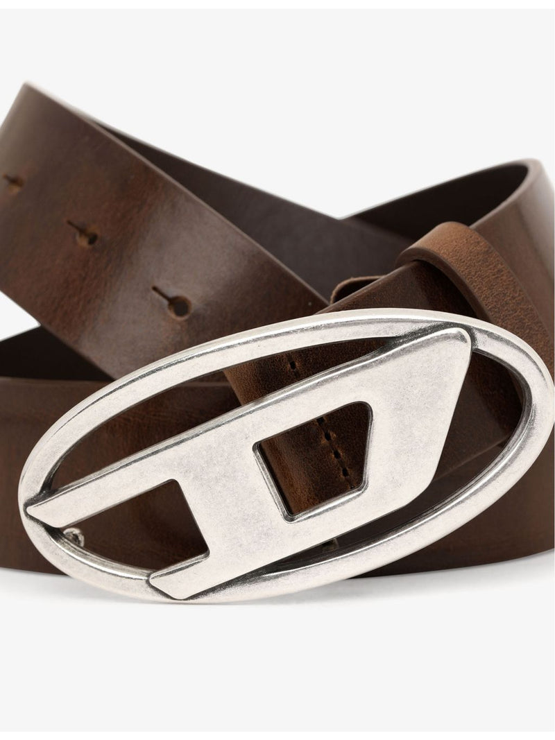 Diesel unisex leather belt with D logo buckle (British brand)
