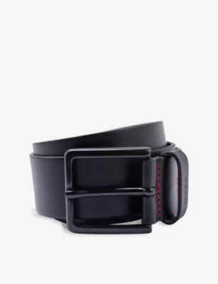 HUGO logo-embossed leather belt 4cm width - British product