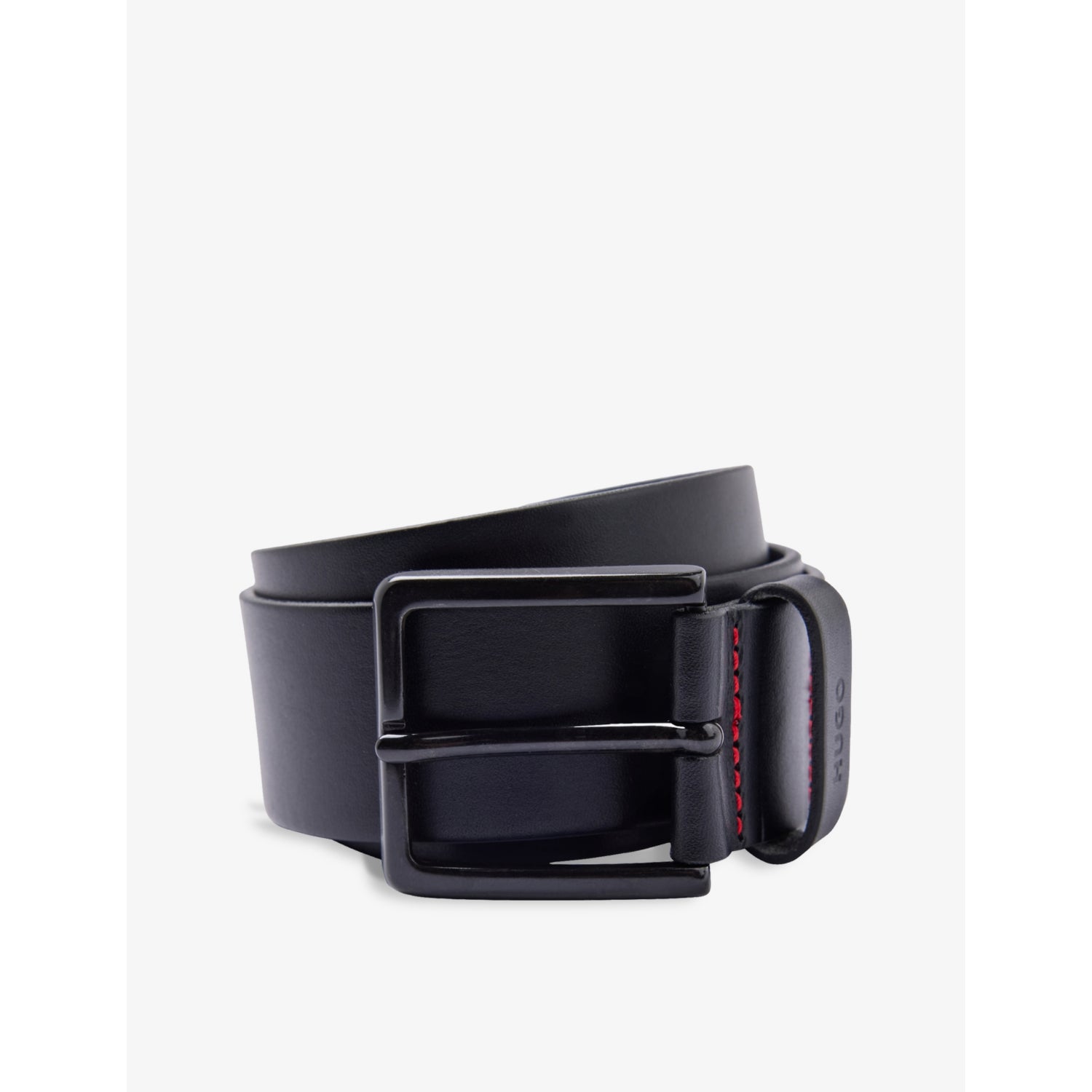 Logo-embossed leather belt - BLACK - 30