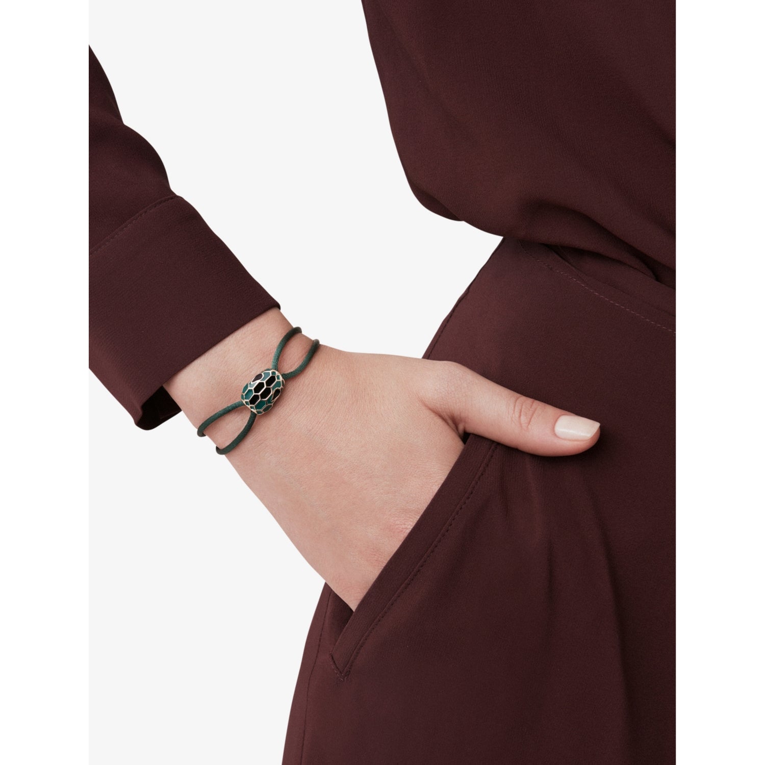 Bvlgari Serpenti Forever cord bracelet brass agate enamel, UK version