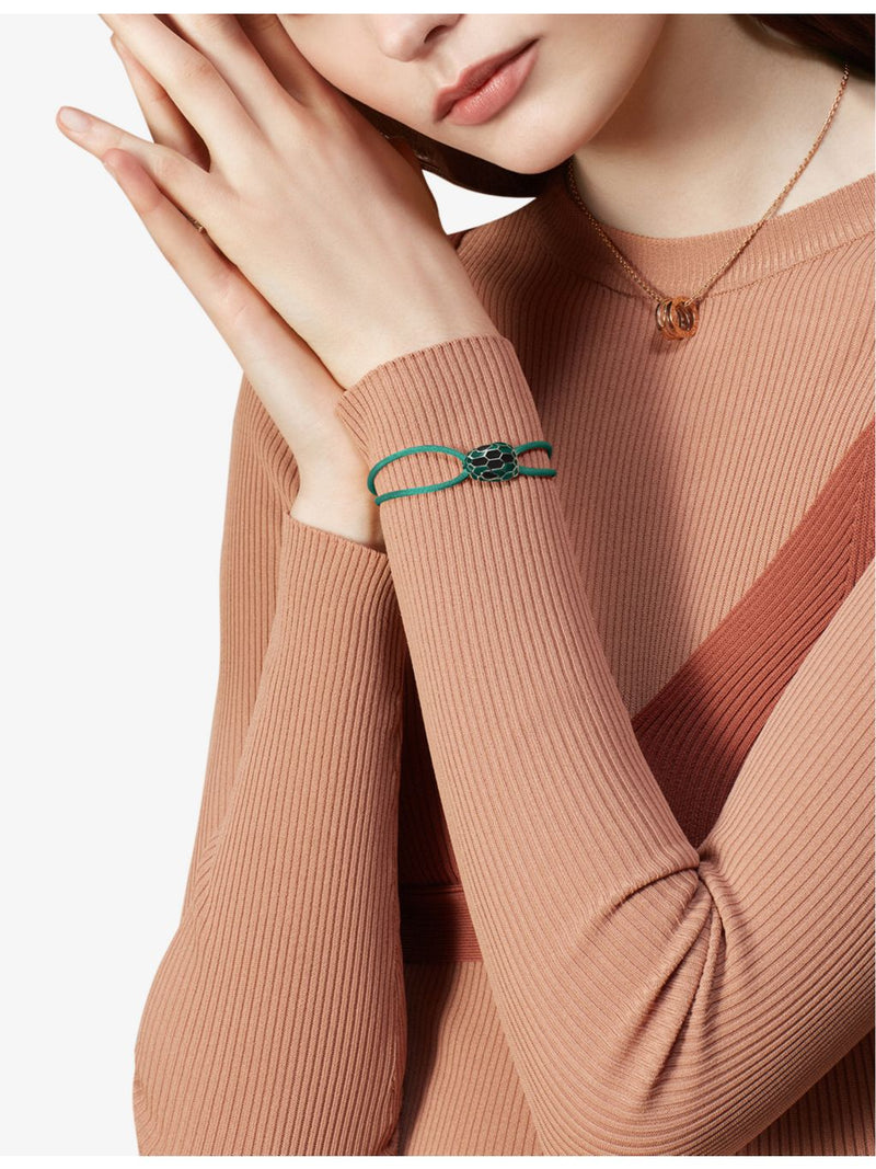 Bvlgari Serpenti Forever cord bracelet brass agate enamel, UK version