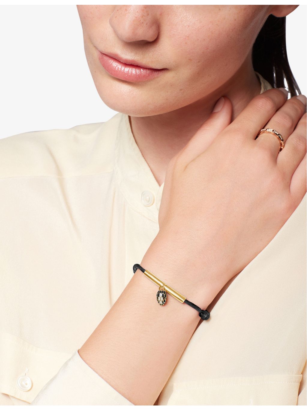 Bvlgari Serpenti Forever gold-plated brass agate enamel bracelet, imported from the UK