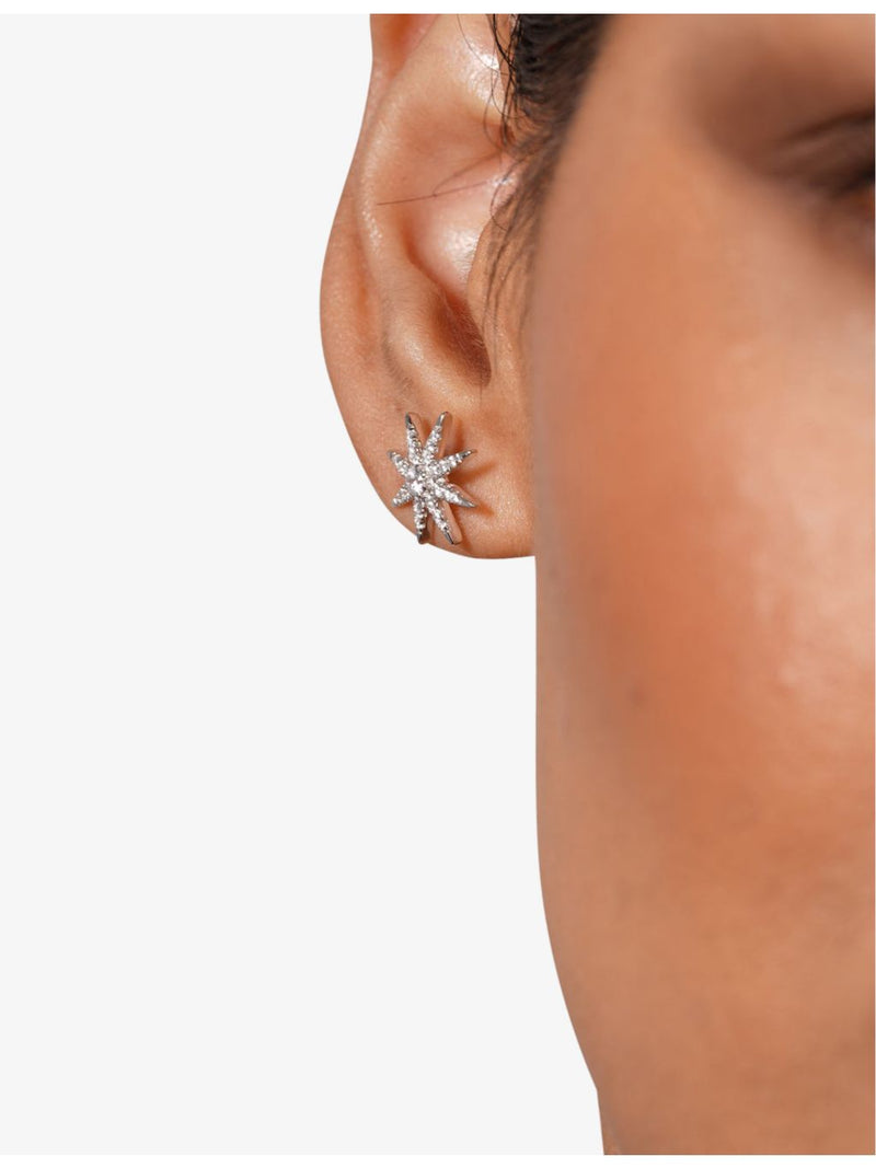 CARAT London star-shaped sterling silver earrings with cubic zirconia, UK version
