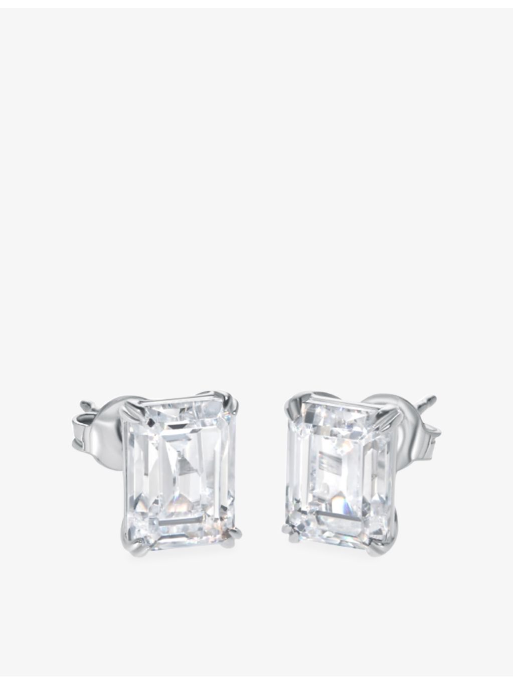 Carat London stud earrings emerald-cut cubic zirconia 1.5ct (British brand)