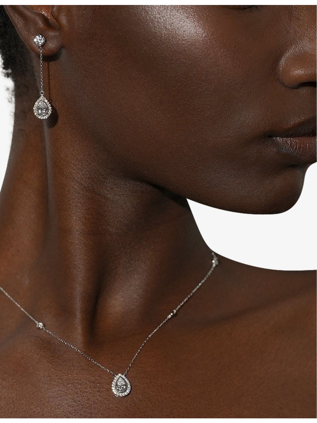 CARAT London pear-shaped cubic zirconia drop earrings, sterling silver (British brand)