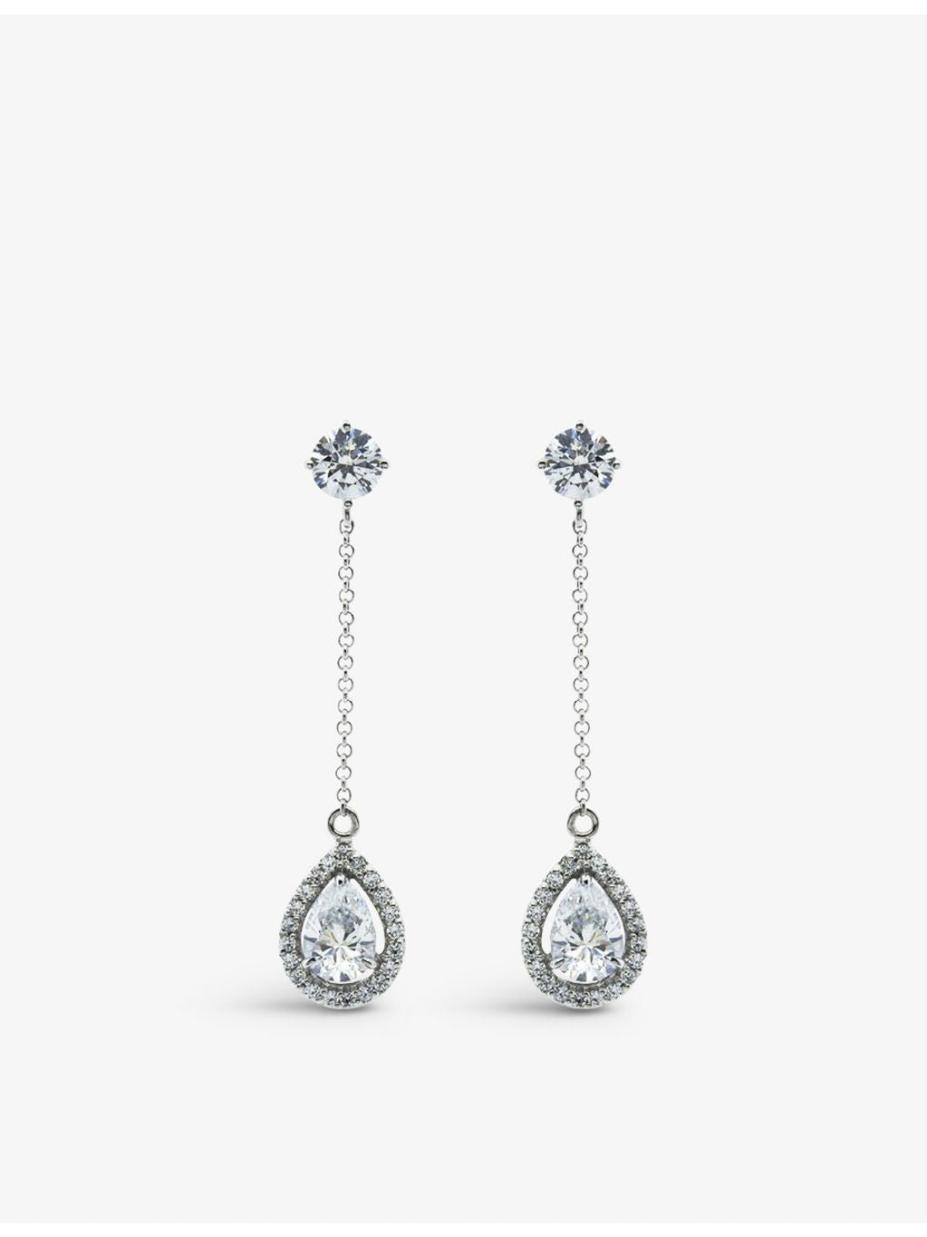 CARAT London pear-shaped cubic zirconia drop earrings, sterling silver (British brand)