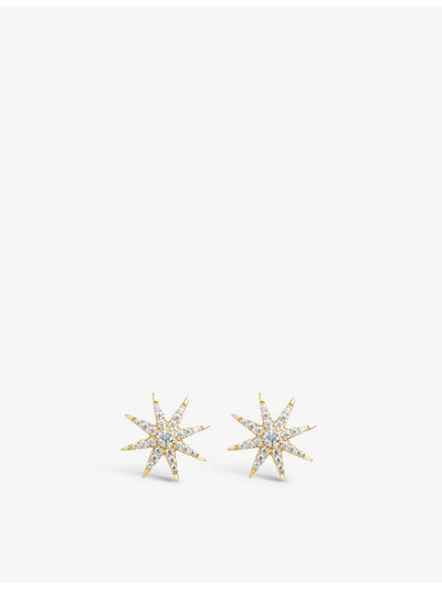 selfridges CARAT London Vega Star-Shaped Yellow Gold-Plated Vermeil Sterling Silver Cubic Zirconia Stud Earrings- Buy online at McGrocer