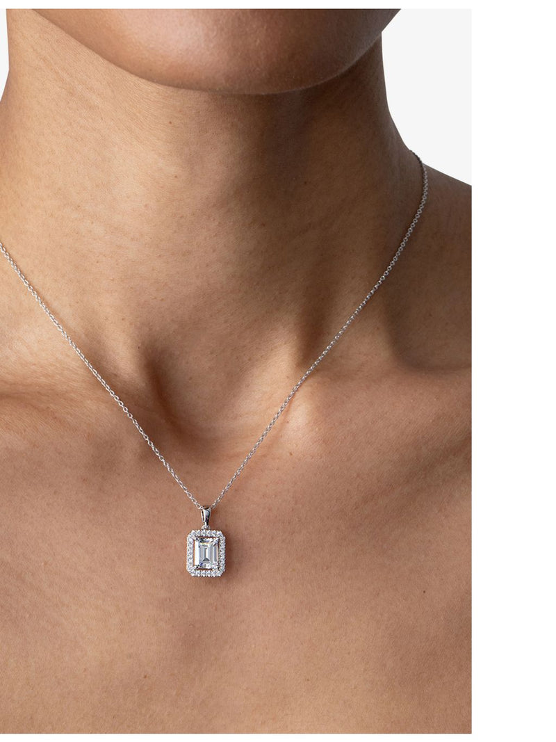 Carat London sterling silver cubic zirconia pendant necklace - British product