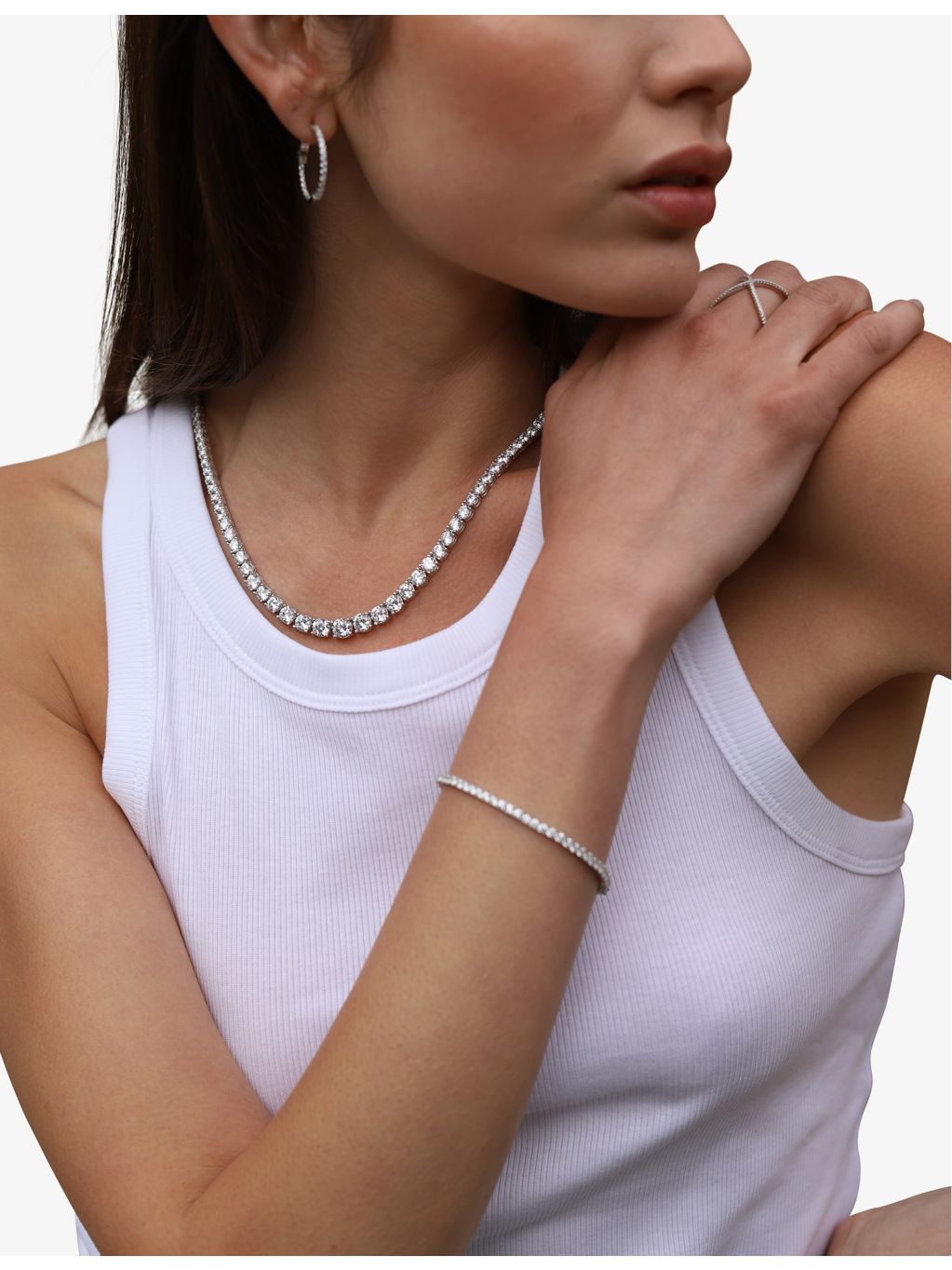 CARAT London Taryn sterling silver necklace with cubic zirconia 43cm - British product