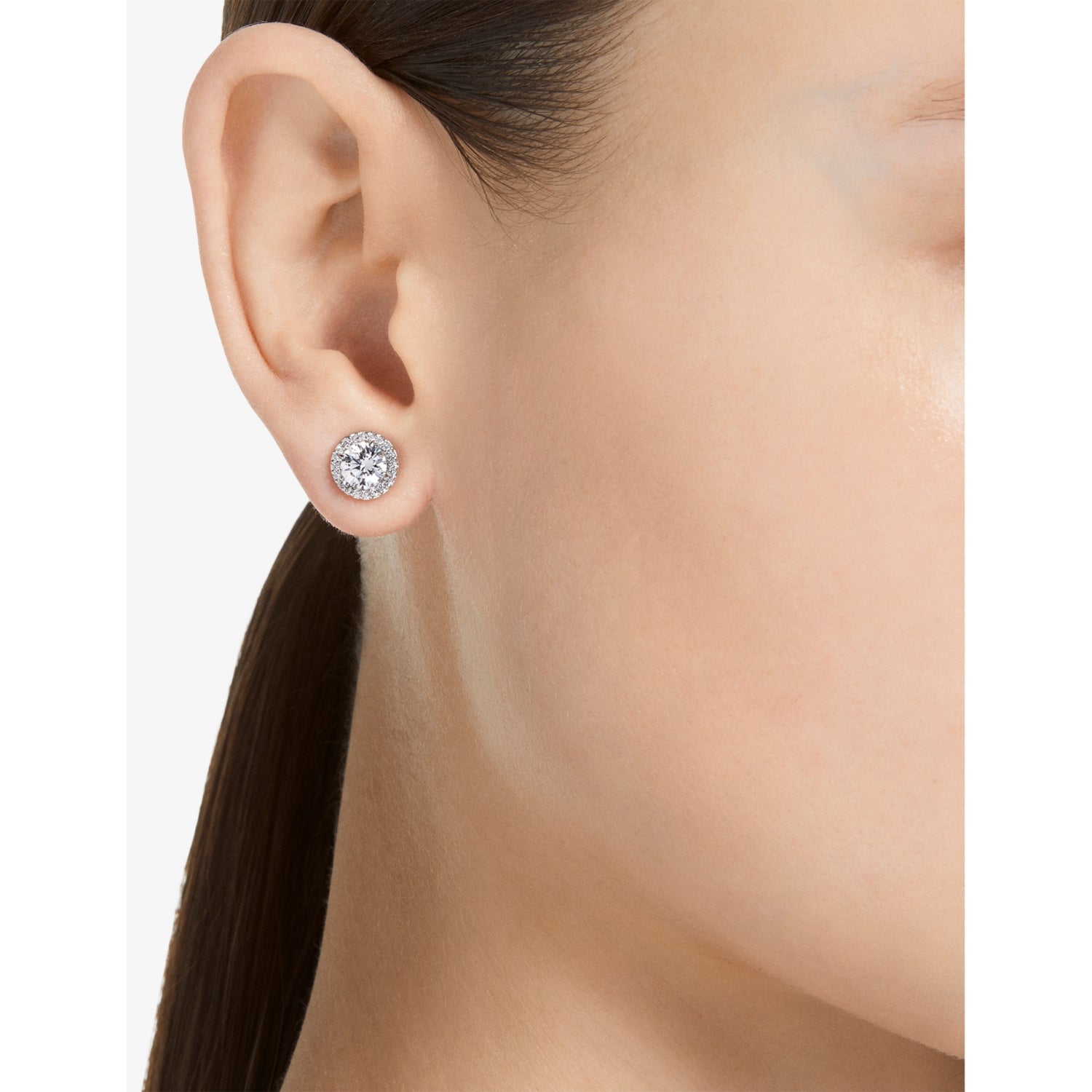 Swarovski Constella rhodium-plated zirconia stud earrings 0.9cm - British product