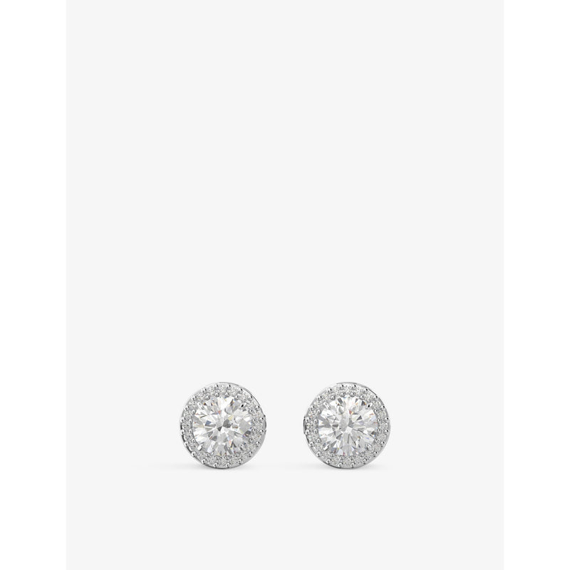 Swarovski Constella rhodium-plated zirconia stud earrings 0.9cm - British product