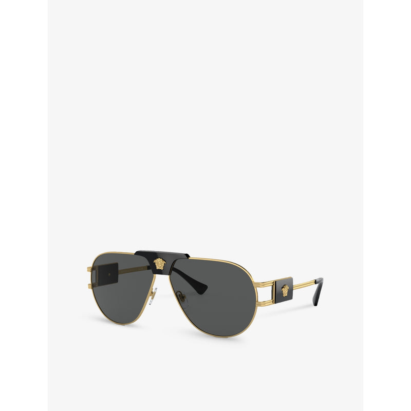 Versace VE2252 aviator-frame steel sunglasses - British product