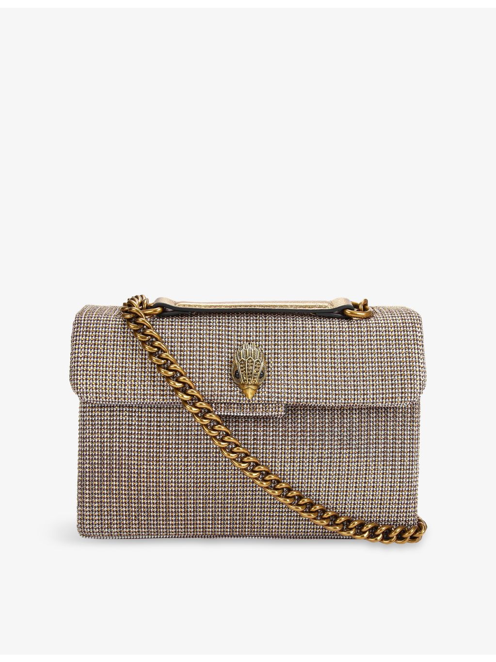 Kurt Geiger London Kensington woven cross-body bag in houndstooth (British brand)