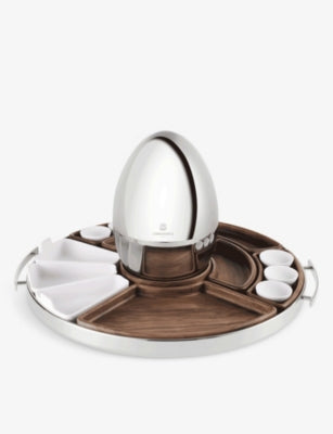 Christofle MOOD Asia stainless-steel tray 52cm with handles, UK version