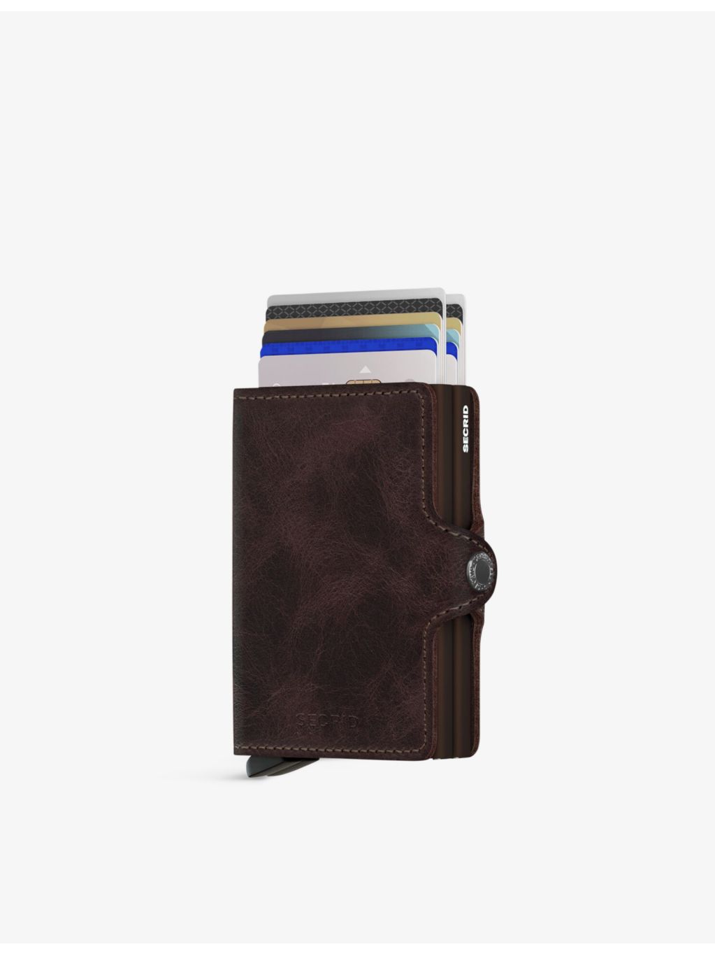 Secrid Twinwallet cardholder in vintage leather and aluminium - British product