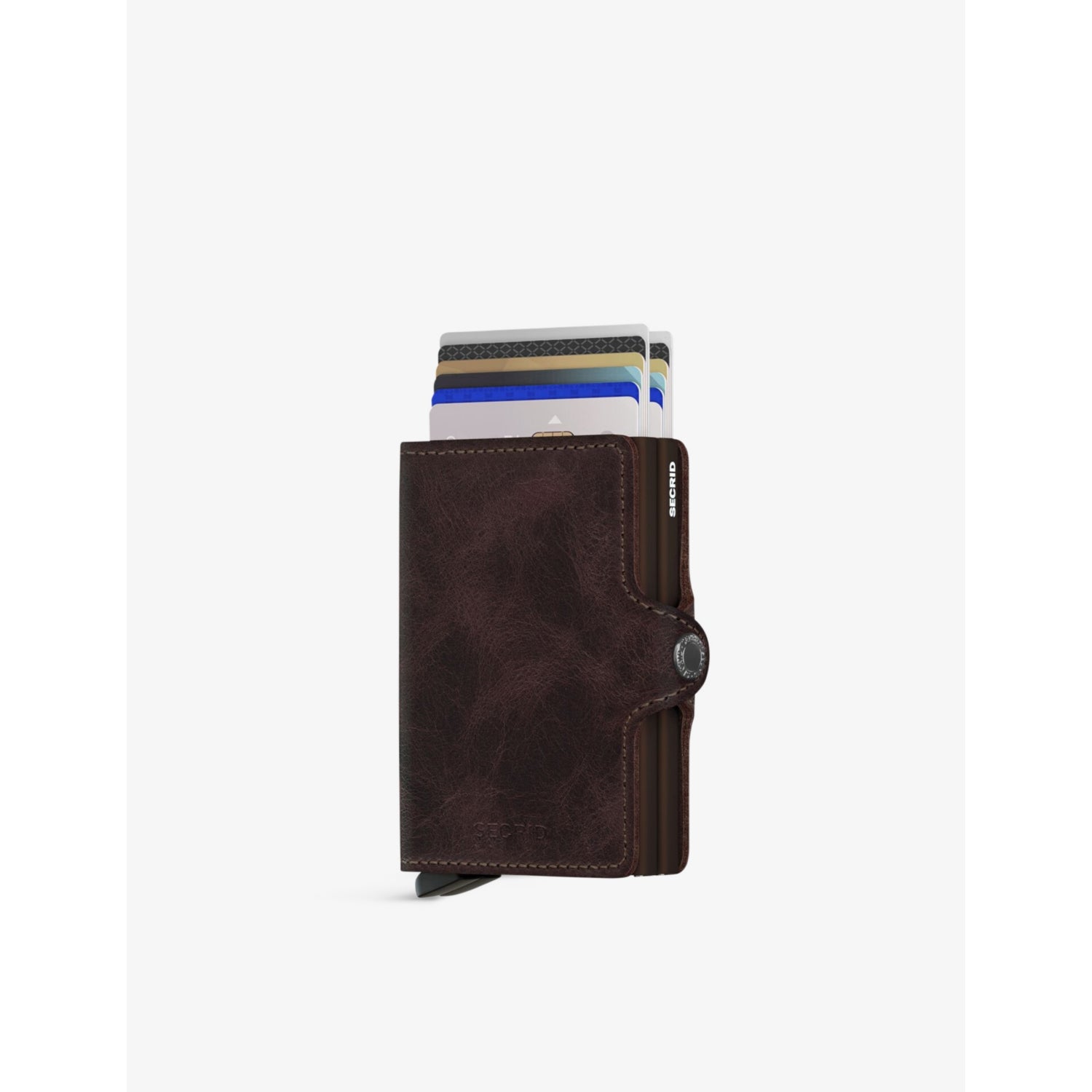 Secrid Twinwallet cardholder in vintage leather and aluminium - British product