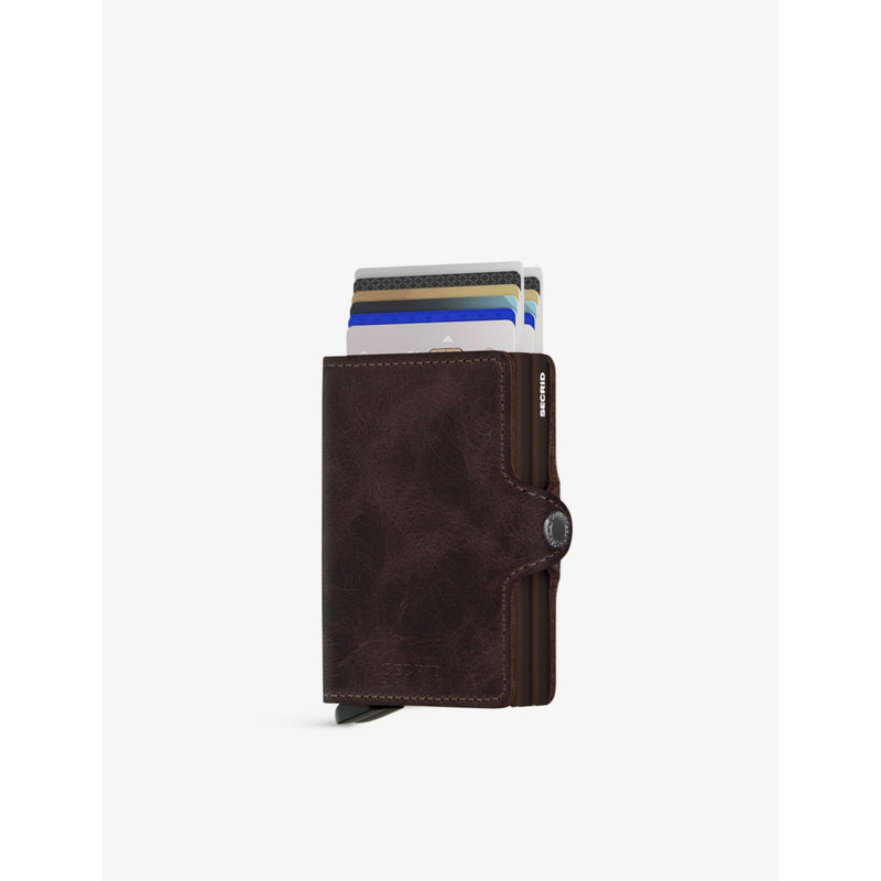 Secrid Twinwallet cardholder in vintage leather and aluminium - British product