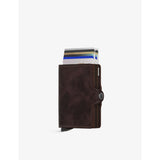 Secrid Twinwallet cardholder in vintage leather and aluminium - British product