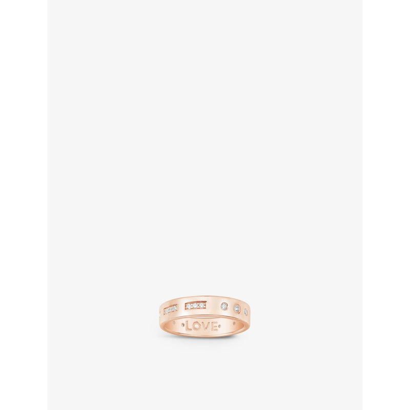 Morse Code Love 18ct rose gold-plated brass and zirconia ring - M