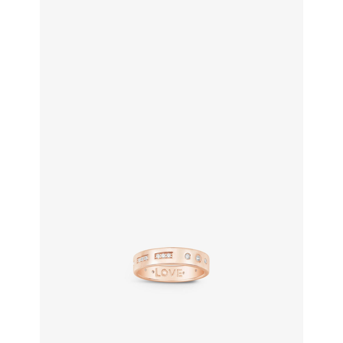 Morse Code Love 18ct rose gold-plated brass and zirconia ring - M