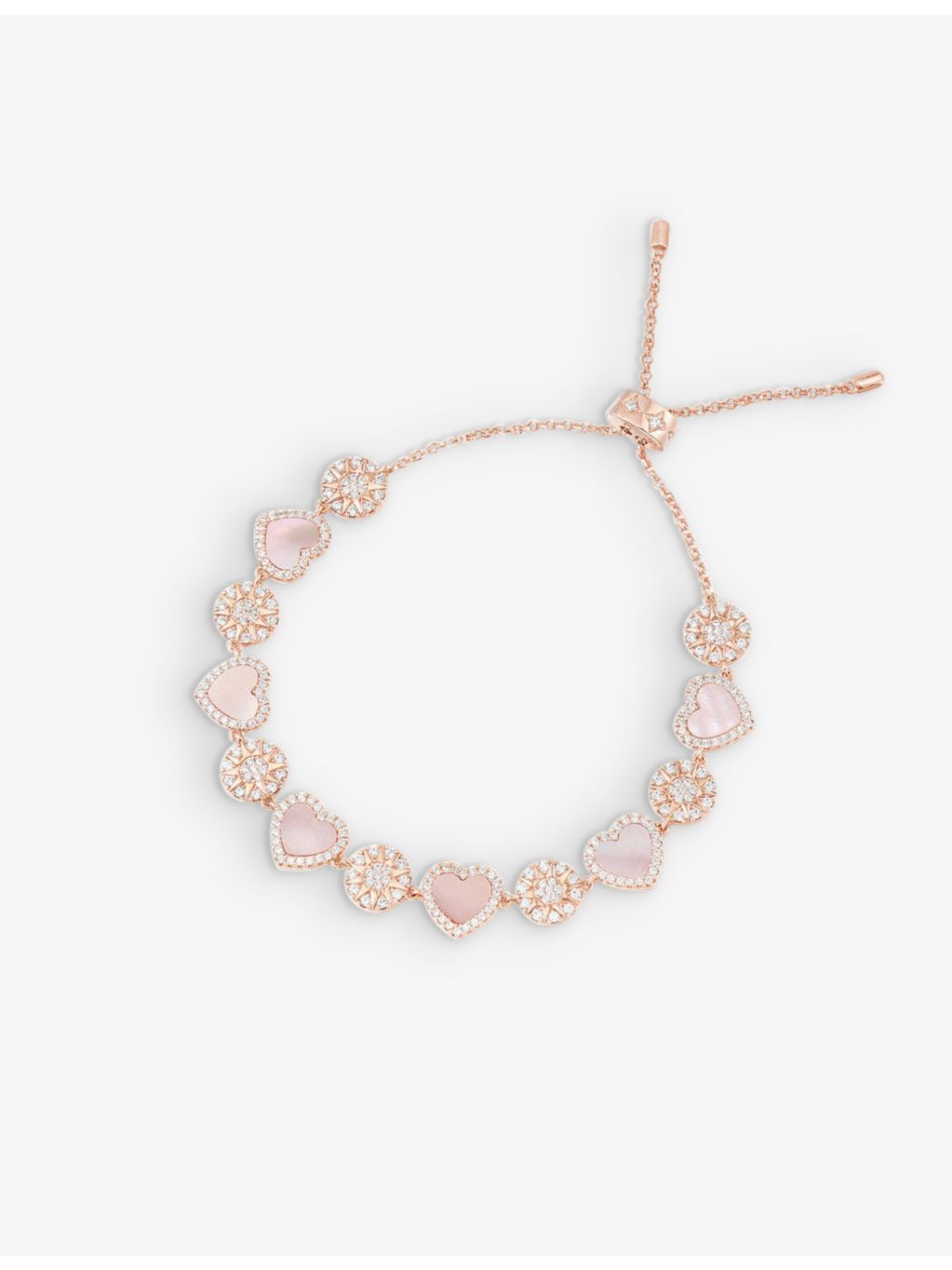 APM Monaco rose gold-plated zirconia pink nacre bracelet, imported from the UK
