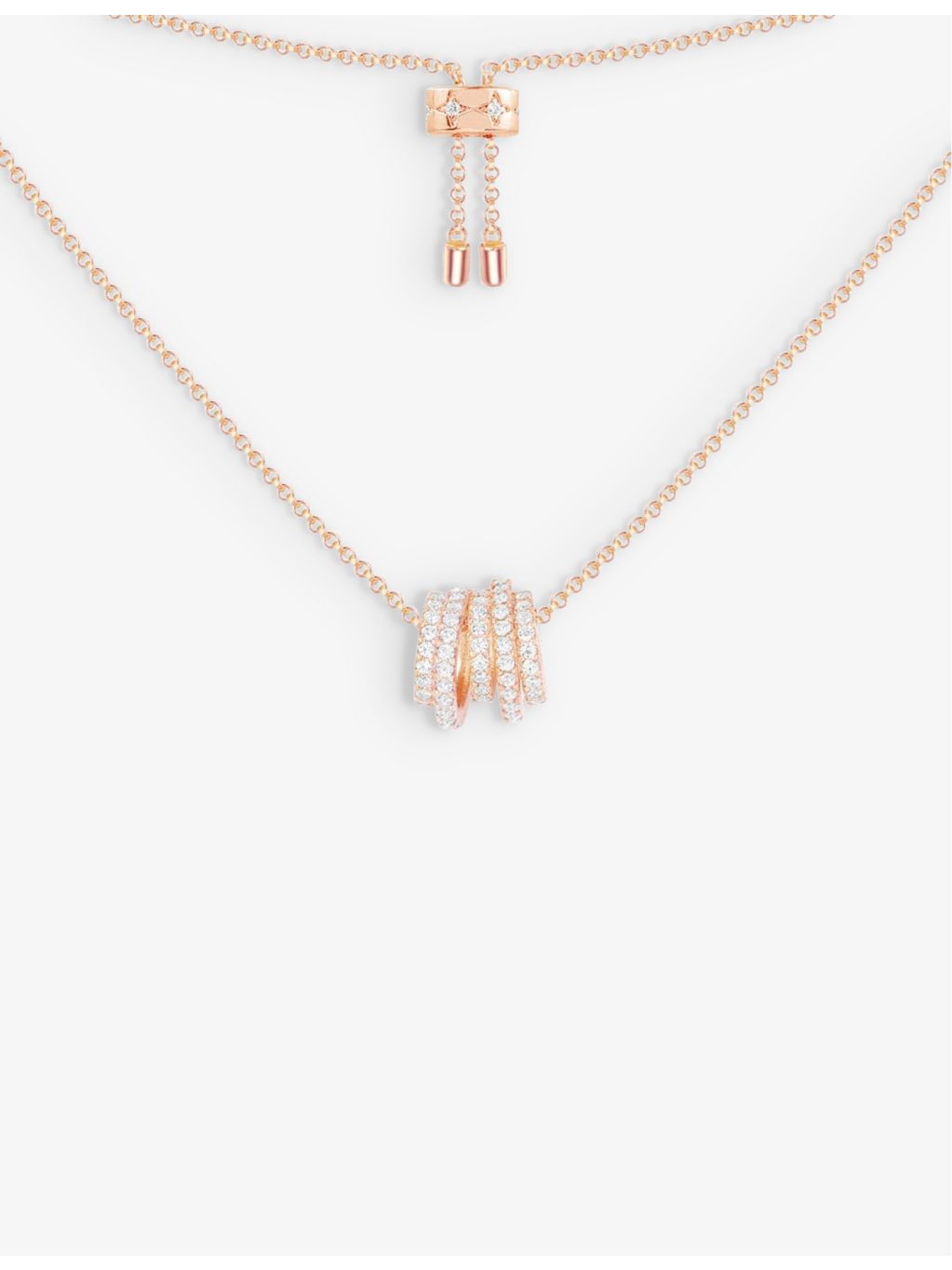 APM Monaco five-hoop rose gold-plated zirconia necklace (British brand)
