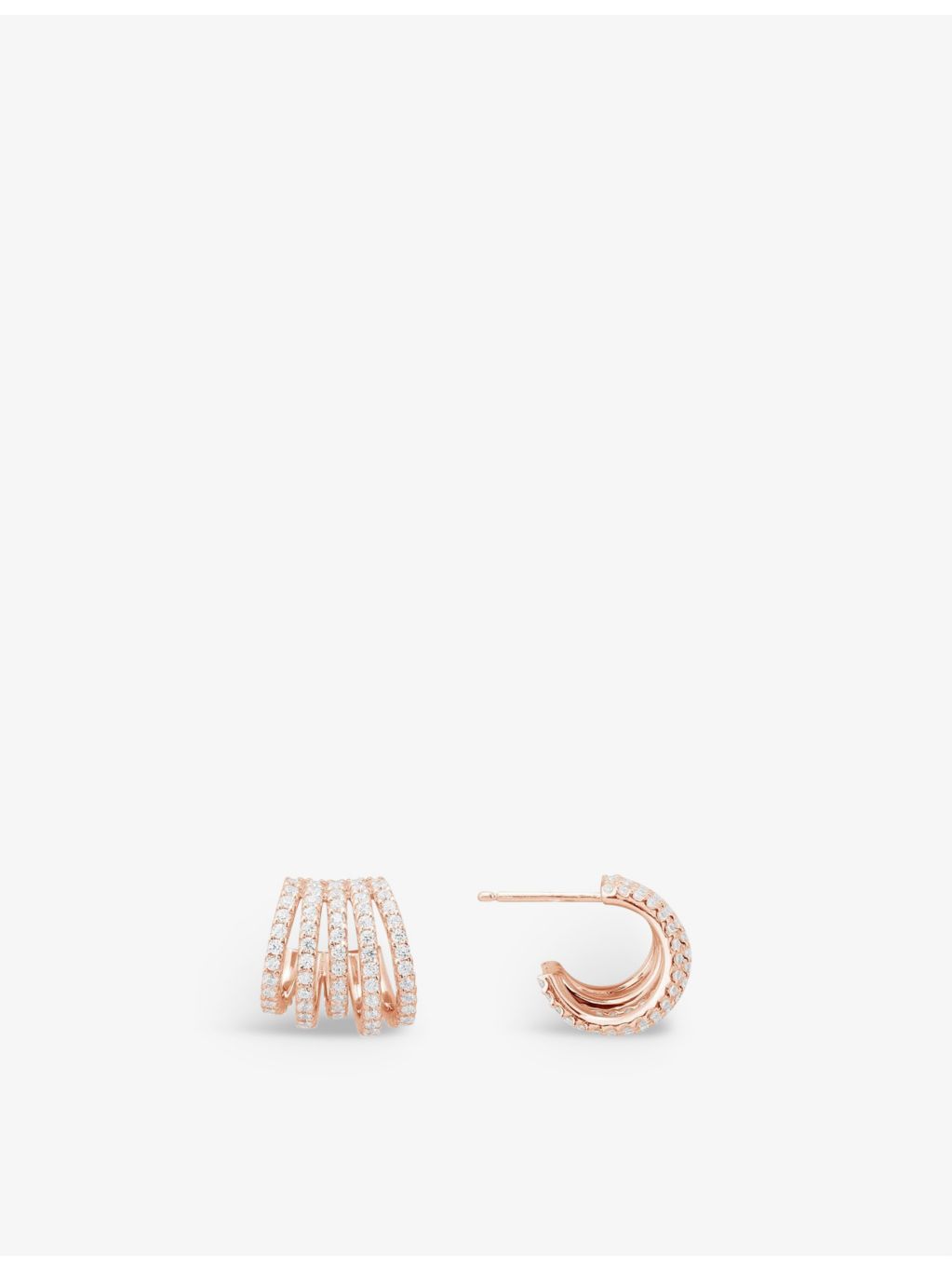 APM Monaco five-hoop rose gold earrings, imported from the UK