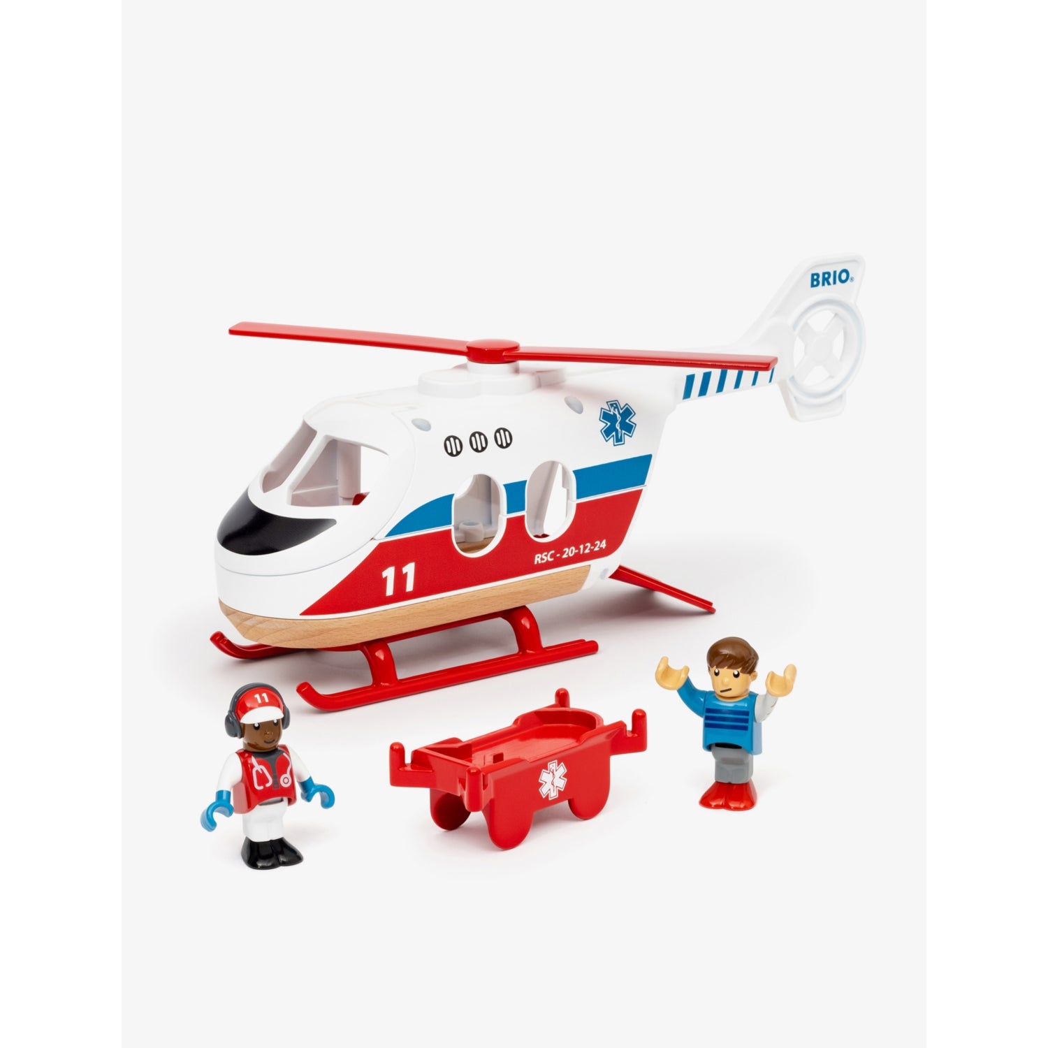 Brio rescue helicopter wood toy playset (British brand)