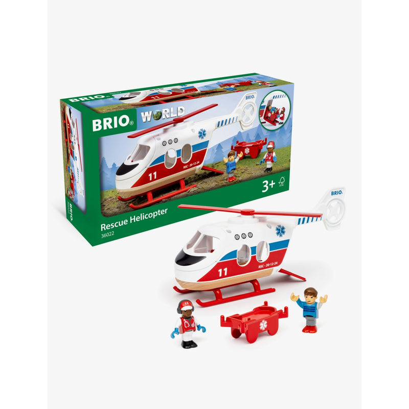 Brio rescue helicopter wood toy playset (British brand)