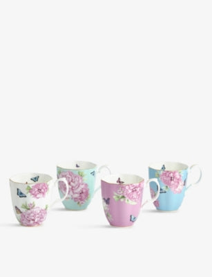 selfridges Royal Albert Miranda Kerr Friendship Floral Porcelain Mugs Set of Four 350ml- Buy online at McGrocer