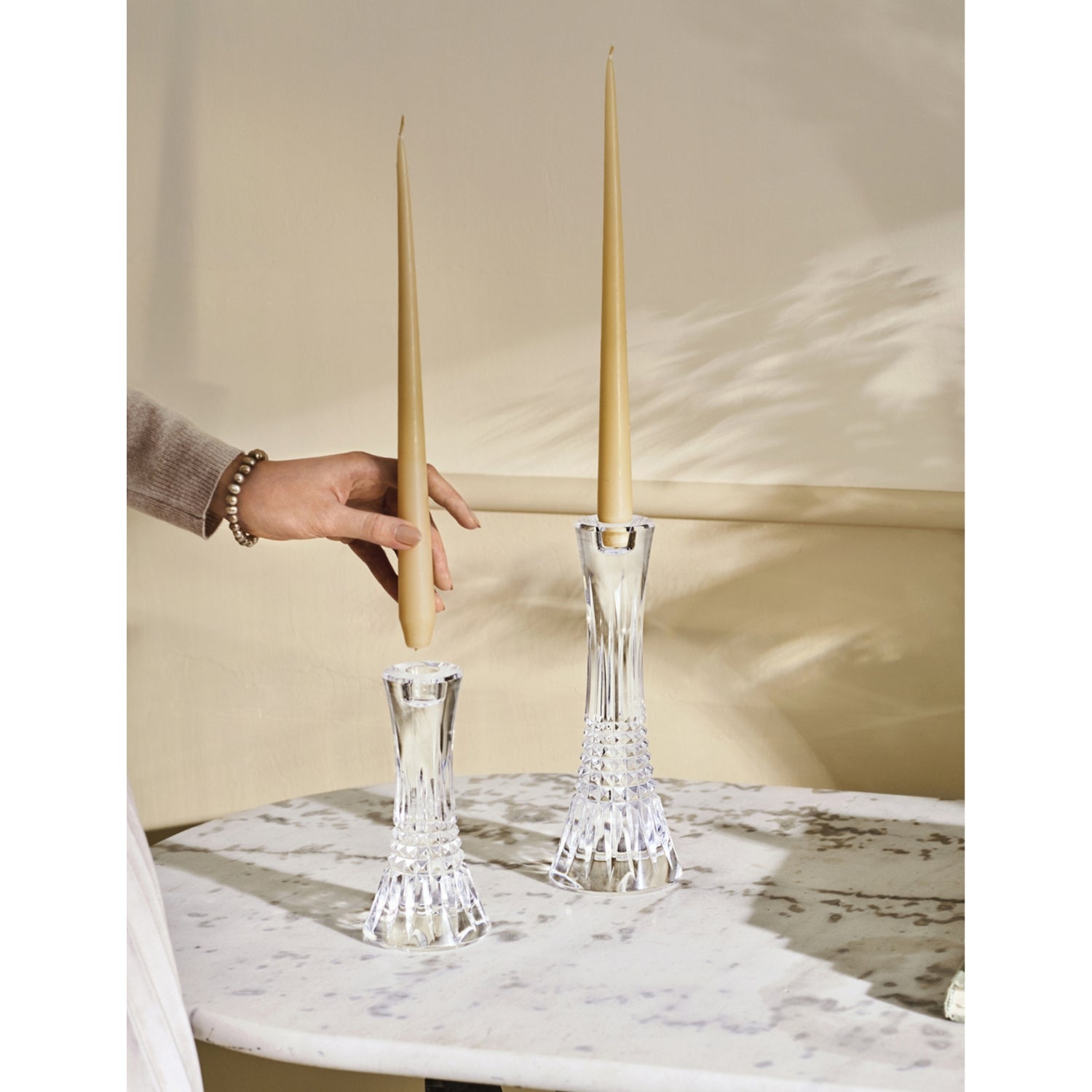 Waterford Lismore crystal candlesticks set of two 17.7cm, imported from the UK