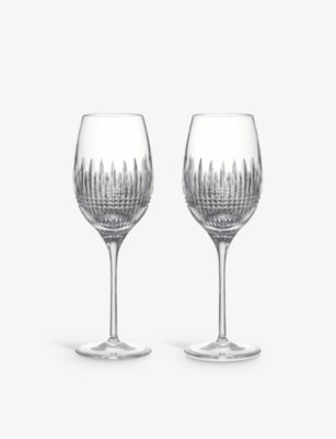 Waterford Lismore Diamond Essence crystal wine glasses set of two, UK version