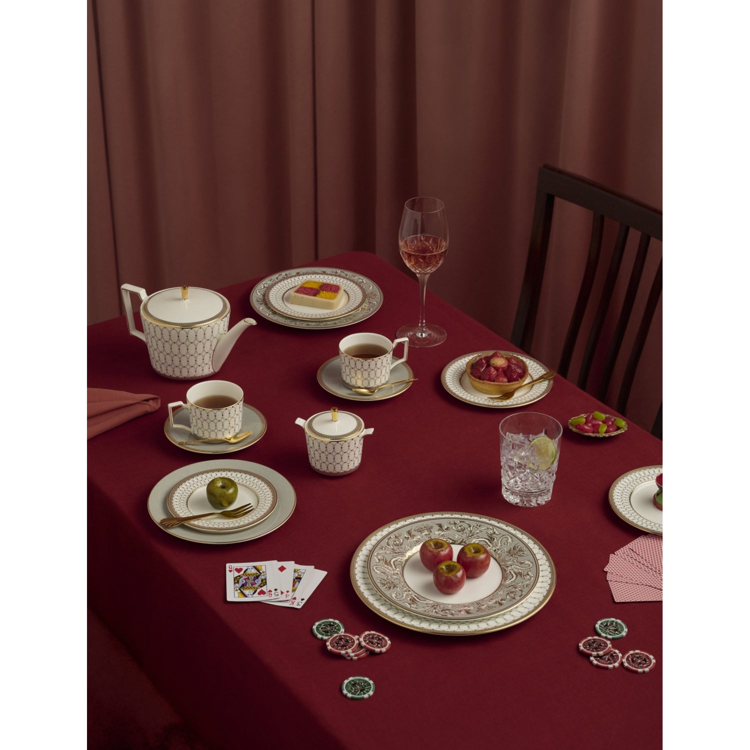 Wedgwood Renaissance Gold bone china teacup and saucer, imported from the UK