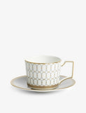 Wedgwood Renaissance Gold bone china teacup and saucer, imported from the UK
