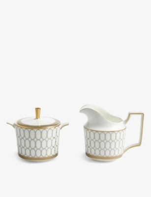 Wedgwood Renaissance Grey sugar and creamer set bone china (British brand)