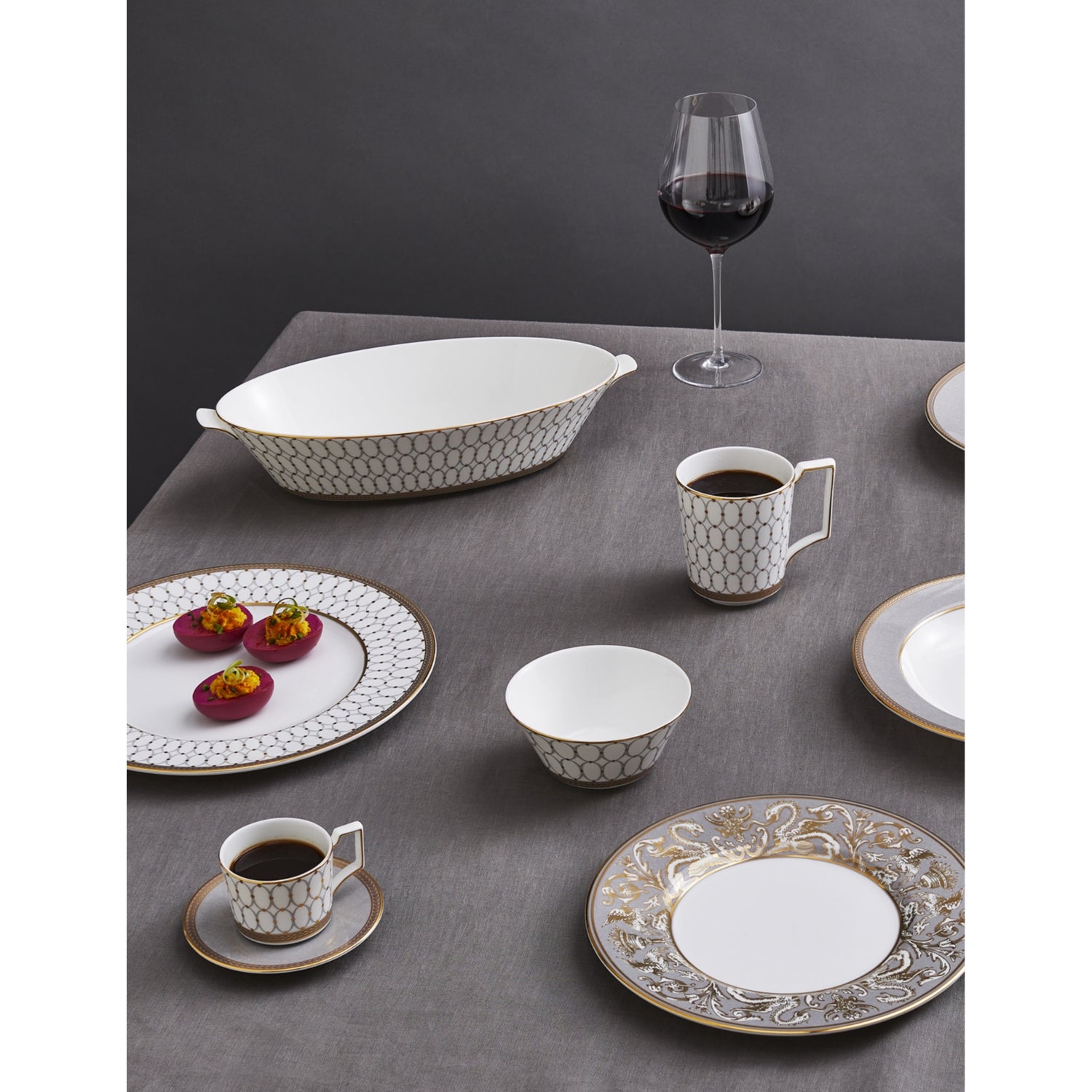 Wedgwood Renaissance Gold bone china coffee cup and saucer 70ml (British brand)