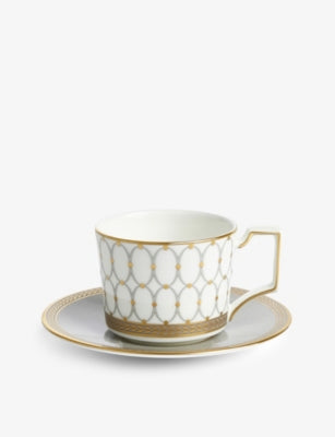 Wedgwood Renaissance Gold bone china coffee cup and saucer 70ml (British brand)