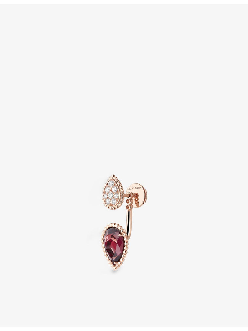 Boucheron Serpent Bohème rose gold earring with rhodolite garnet (British brand)
