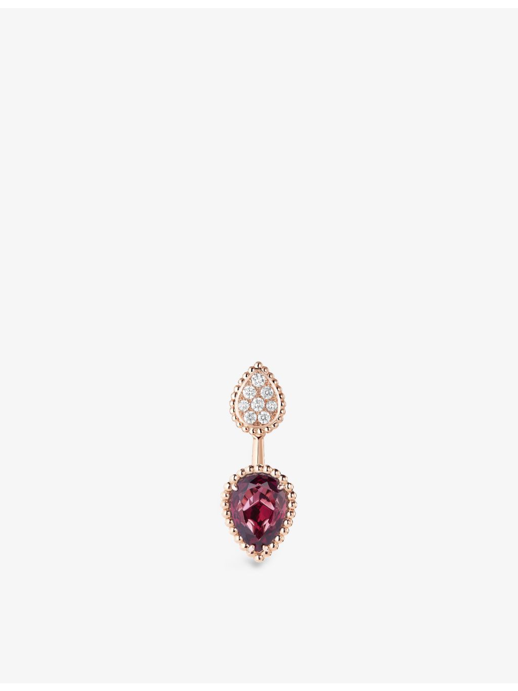 Boucheron Serpent Bohème rose gold earring with rhodolite garnet (British brand)