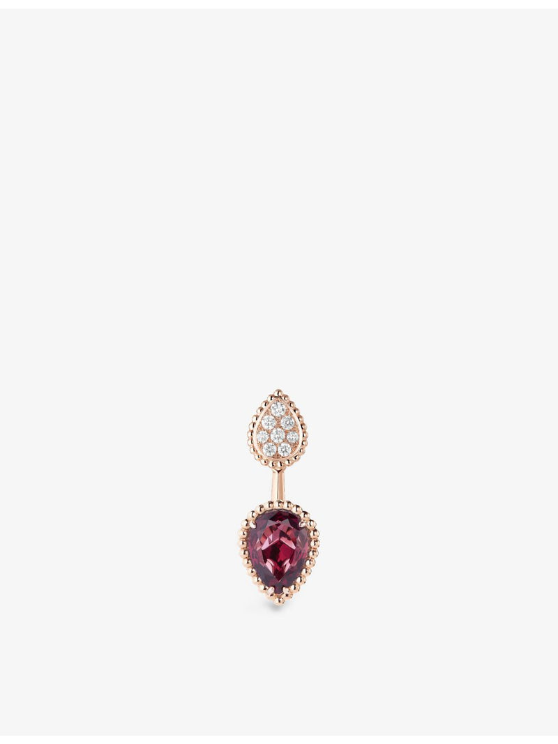 Boucheron Serpent Bohème rose gold earring with rhodolite garnet (British brand)