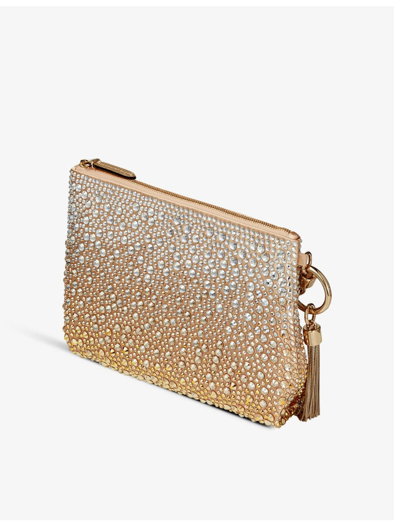 Jimmy Choo crystal-embellished satin clutch bag - British product