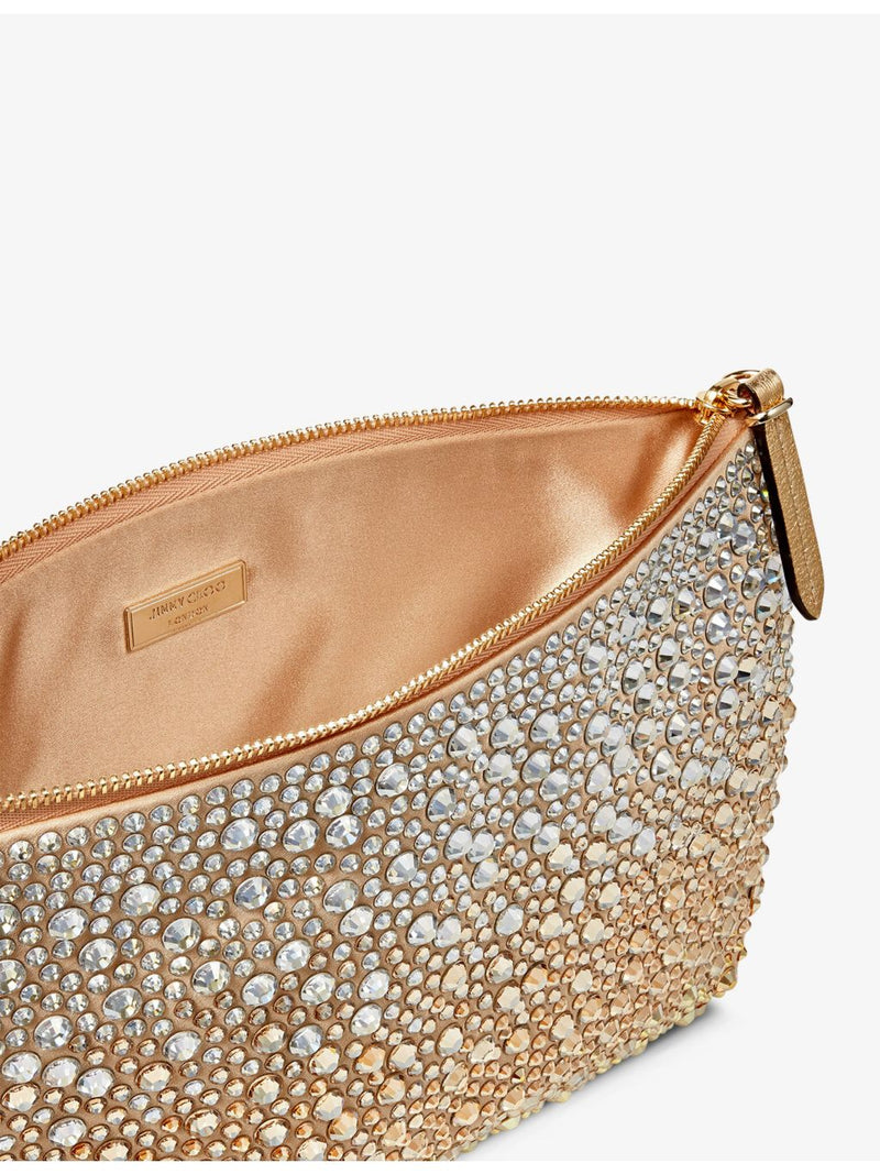 Jimmy Choo crystal-embellished satin clutch bag - British product