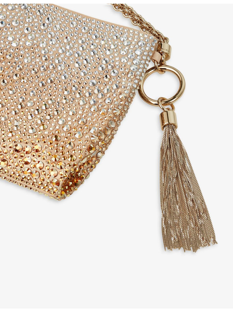 Jimmy Choo crystal-embellished satin clutch bag - British product