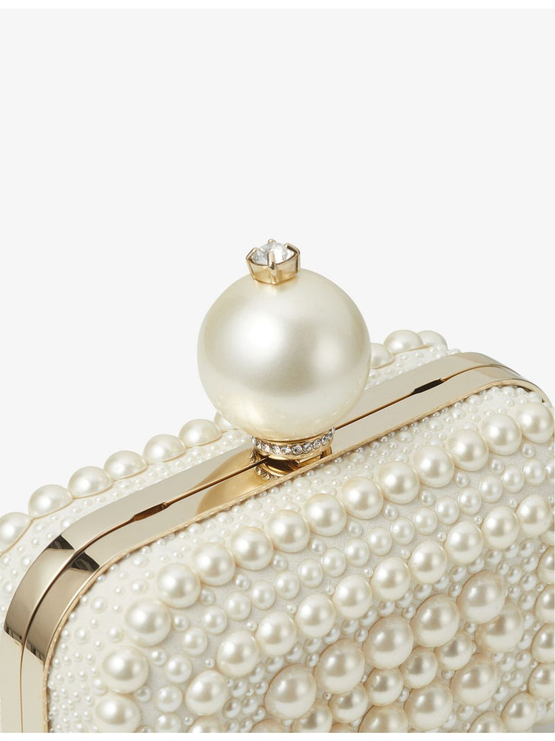 Jimmy Choo micro clutch bag pearl and crystal-embellished suede - British product
