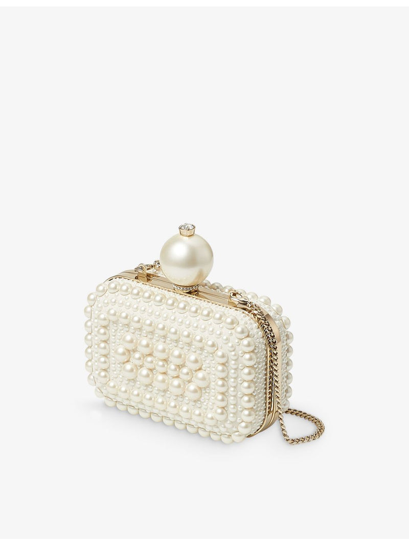 Jimmy Choo micro clutch bag pearl and crystal-embellished suede - British product